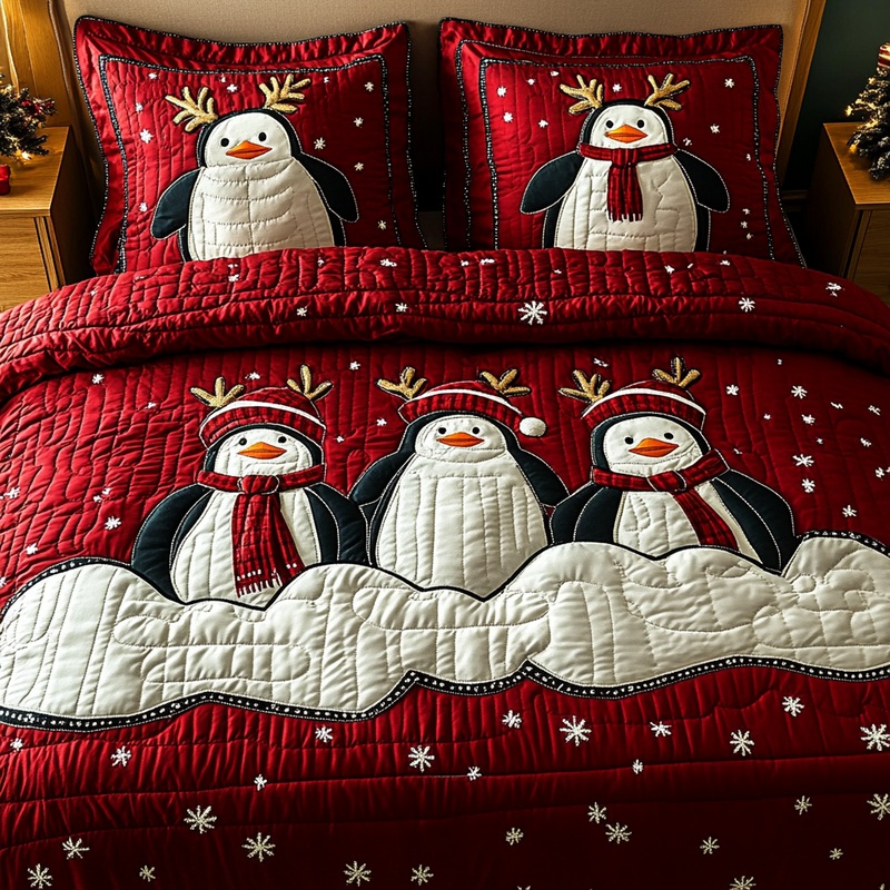 Christmas Penguin TAI201124031 Quilt Bedding Set