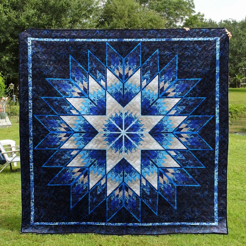 Blue Floral Star Quilt Blanket TN180501D