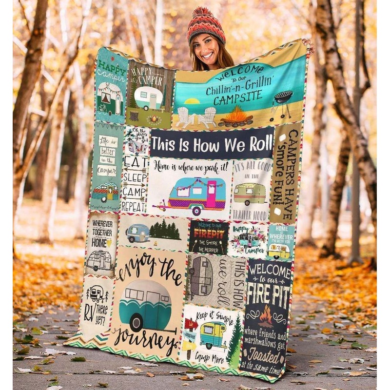 Happy Camper CLA0411336F Sherpa Fleece Blanket
