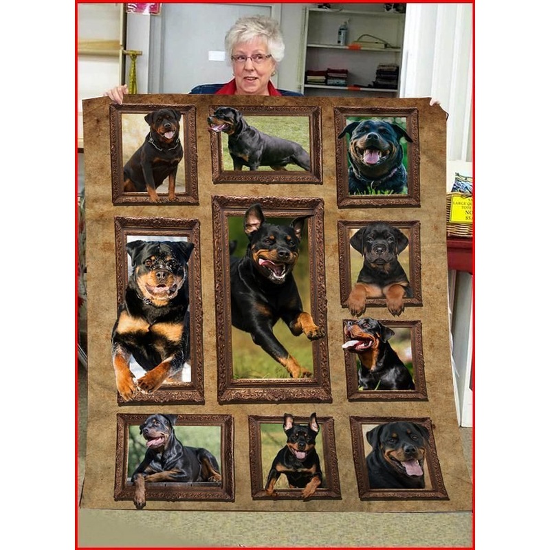 3D Rottweiler Dog CLA0411060F Sherpa Fleece Blanket