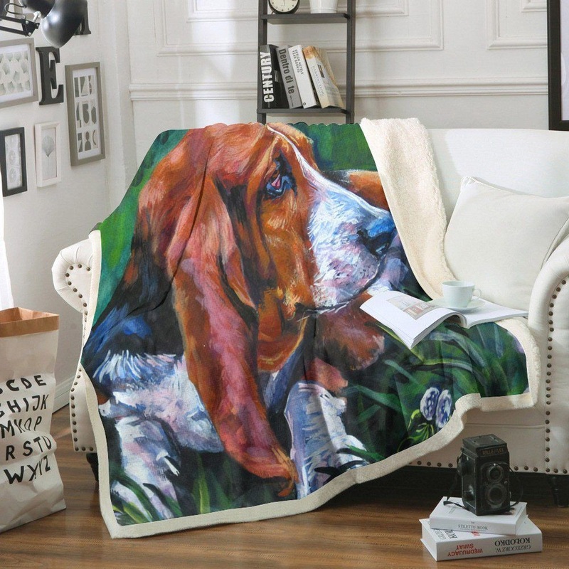 Basset Hound BL070901F Sherpa Fleece Blanket