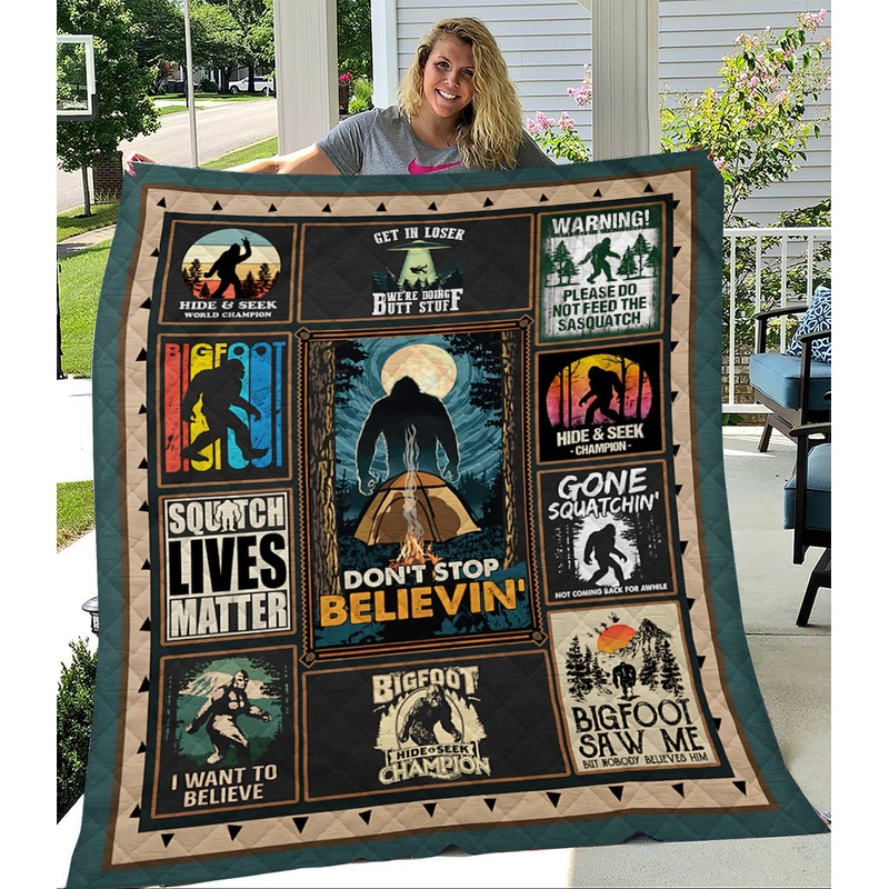 Bigfoot Squatchin Hide And Seek Quilt Blanket TM031111