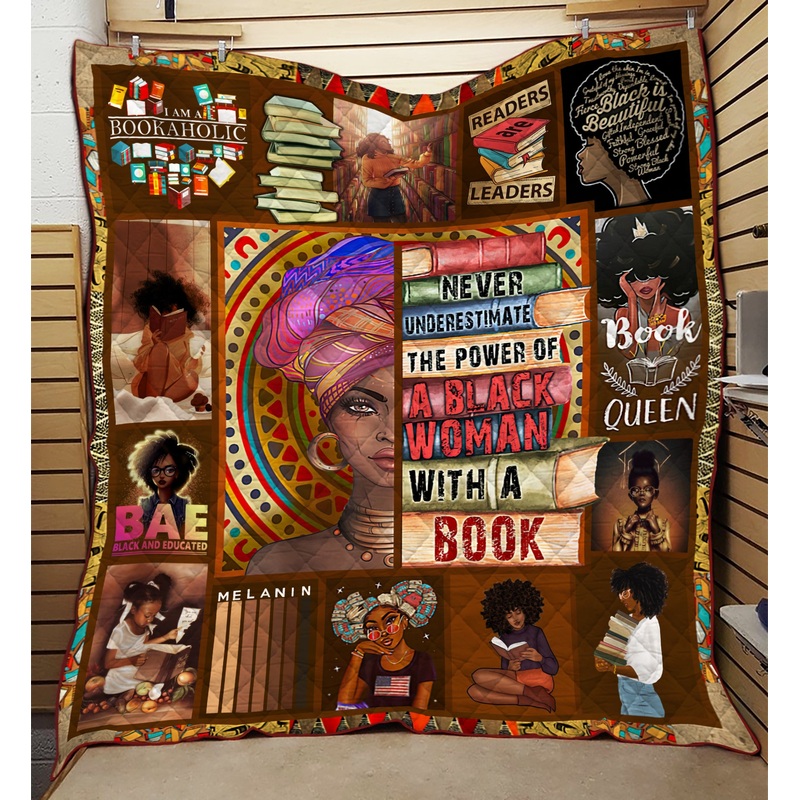Black Woman Reading HM031101D Quilt Blanket