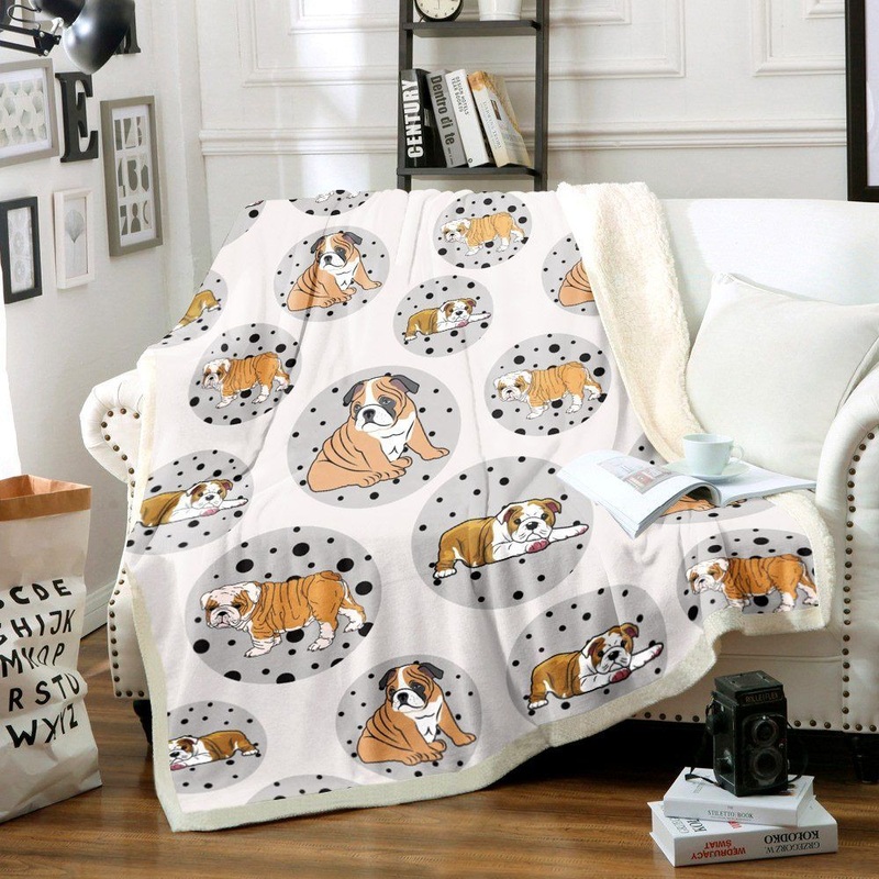 English Bulldog HM0811051TT Sherpa Fleece Blanket
