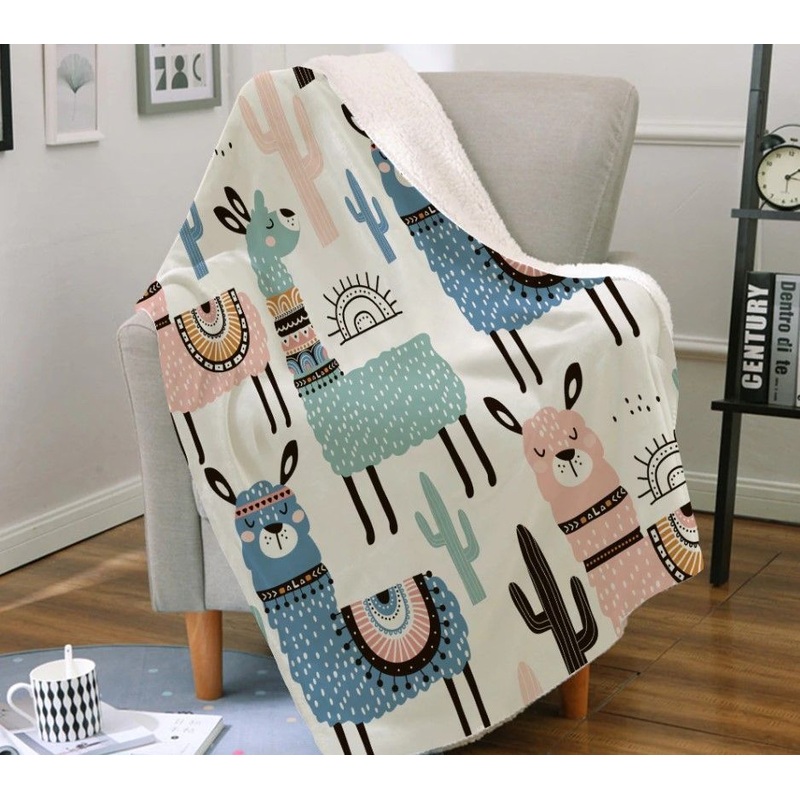 Llama CL260916MDF Sherpa Fleece Blanket