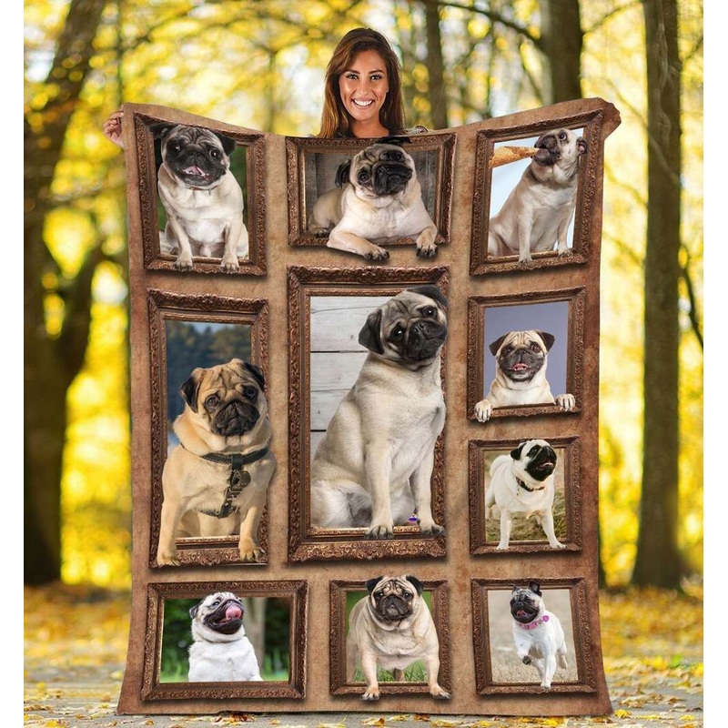 3D Cute Funny Pug dog CLA0411045F Sherpa Fleece Blanket