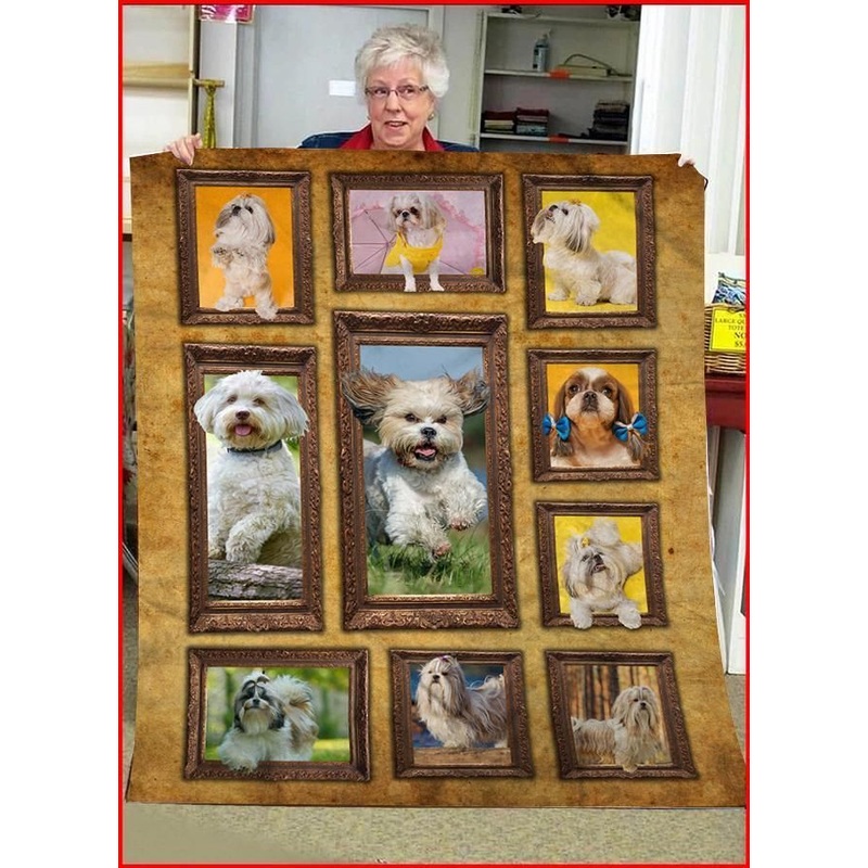 3D Shih Tzu dog CLA0411059F Sherpa Fleece Blanket