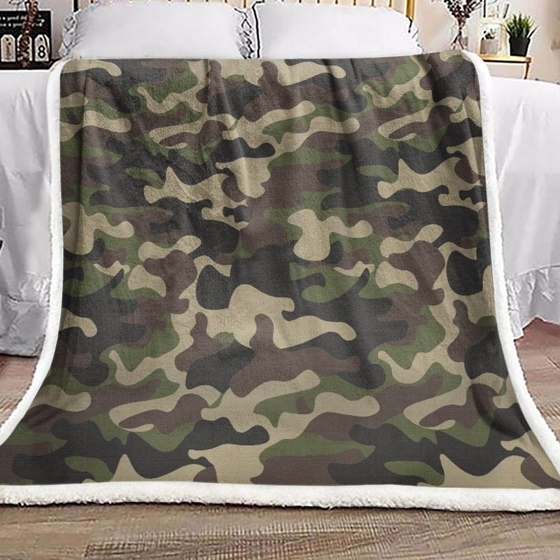 Army Green Camouflage CL19100011MDF Sherpa Fleece Blanket