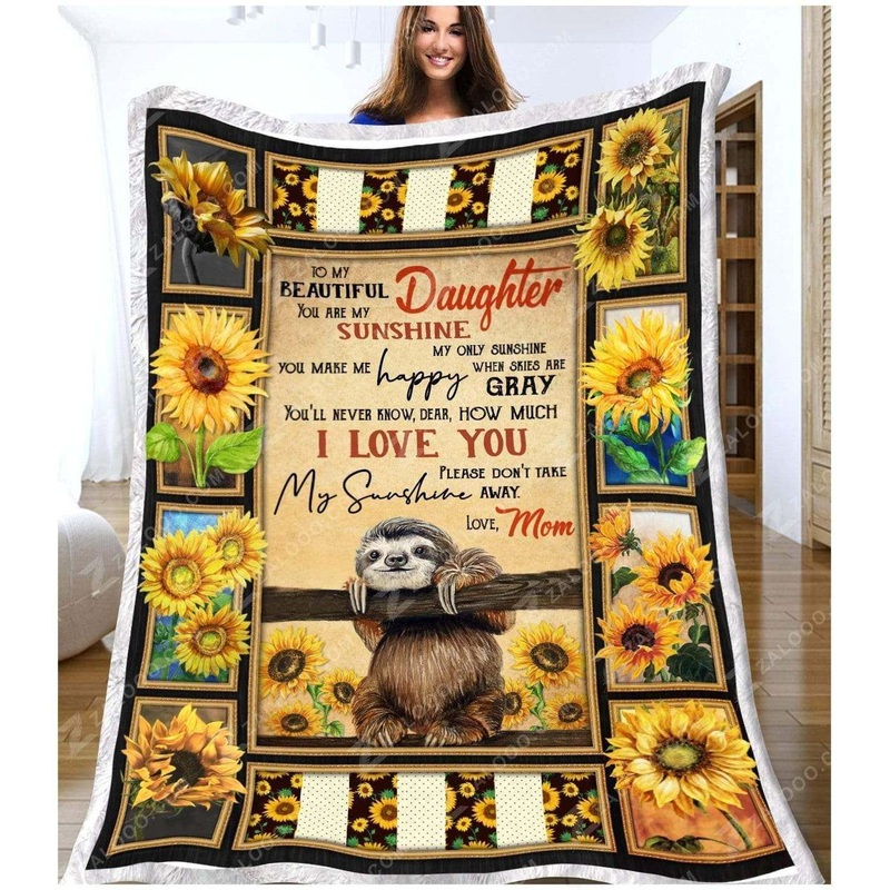 Sloth Sunflower CL240885MD Sherpa Fleece Blanket
