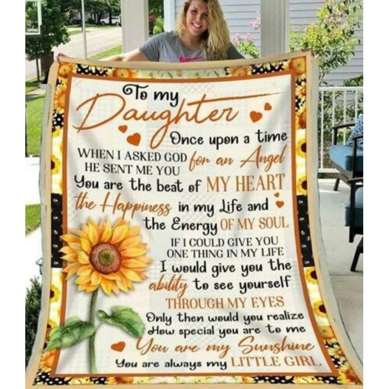 Sunflower Mom To My Daughter You Are My Sunshine CLH121083F Sherpa Fleece Blanket