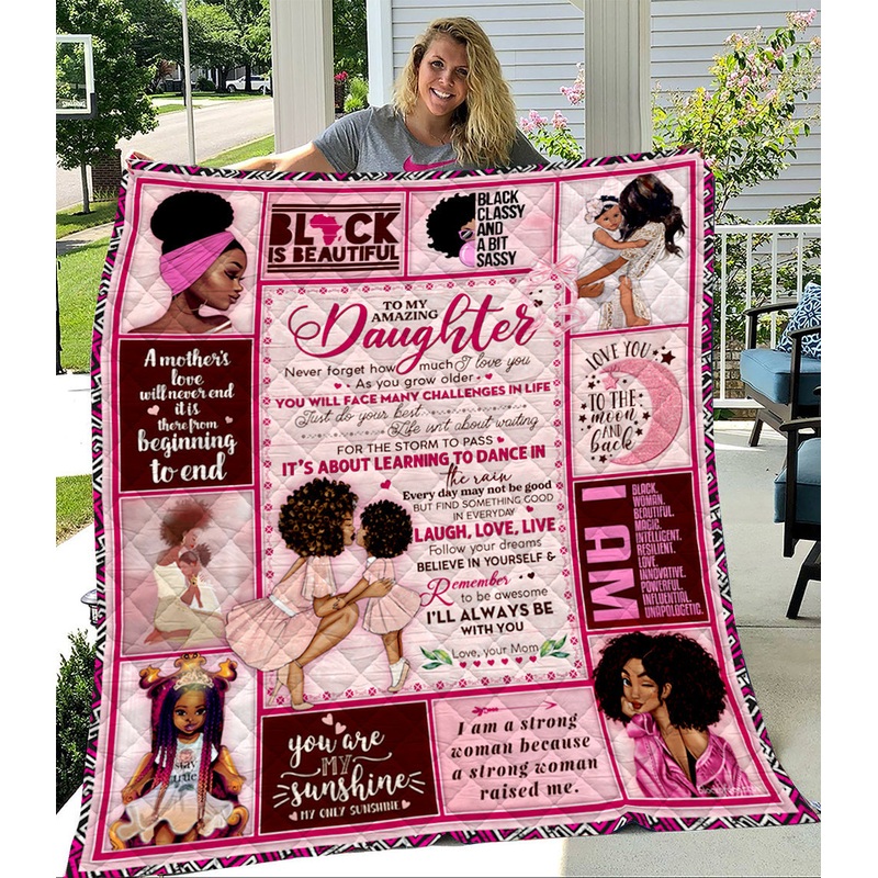 To My Daughter Black Girl Quilt Blanket TM011101