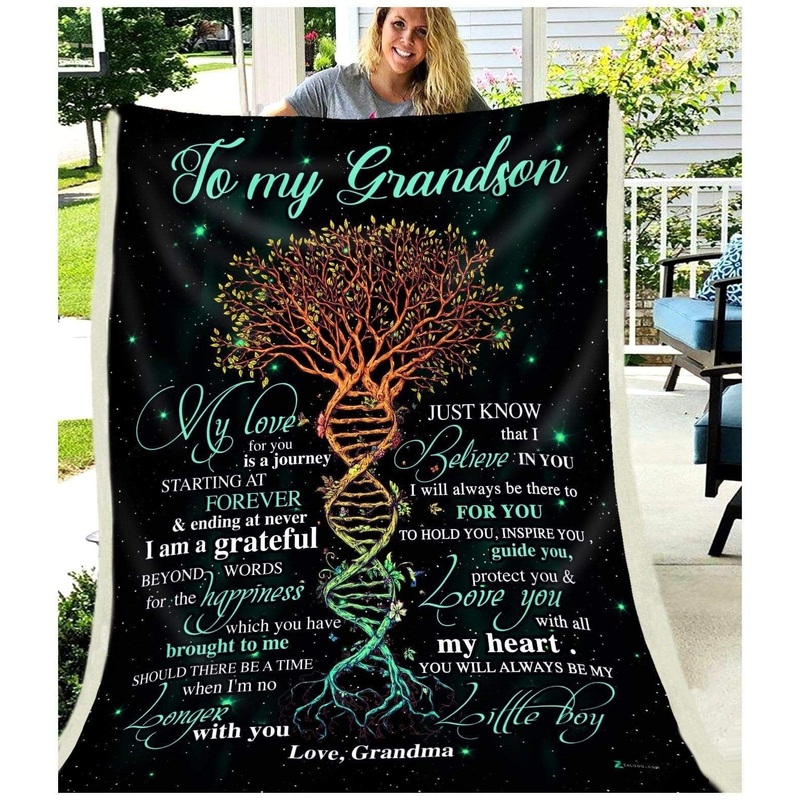 To My Grandson CL260980MDF Sherpa Fleece Blanket