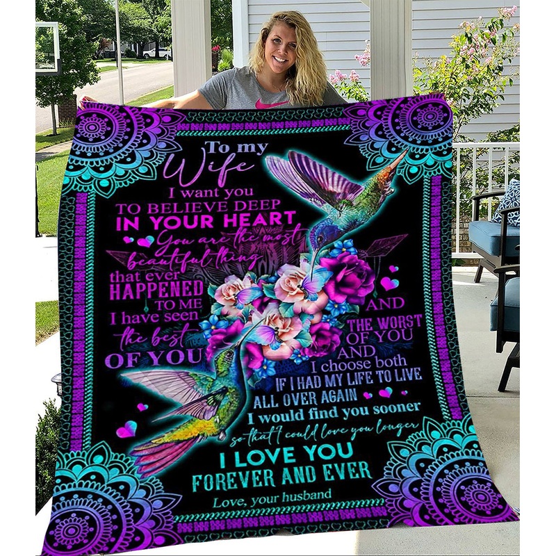 To My Wife Hummingbird Quilt Blanket TM301008
