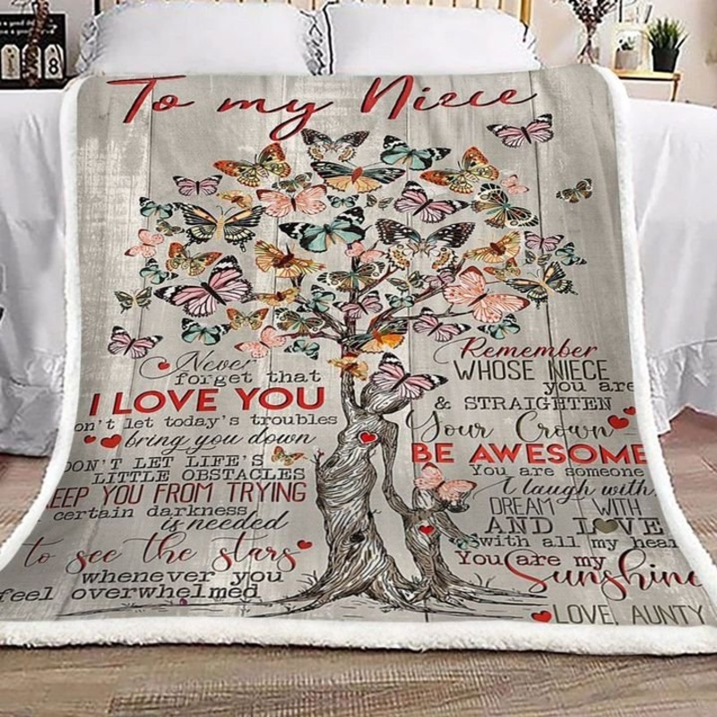 Butterfly Tree Of Life To My Niece Love Aunty CL16110064MDF Sherpa Fleece Blanket
