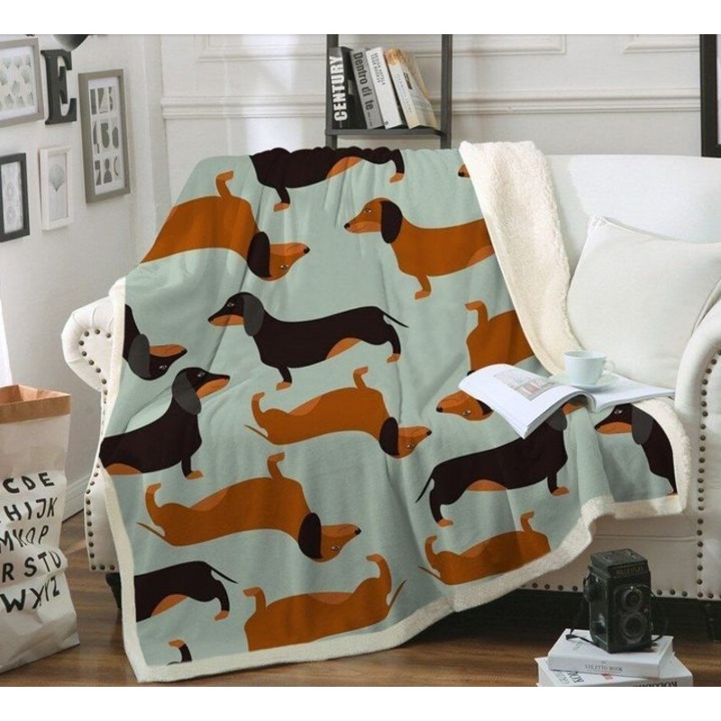 Dachshund CL140823MD Sherpa Fleece Blanket