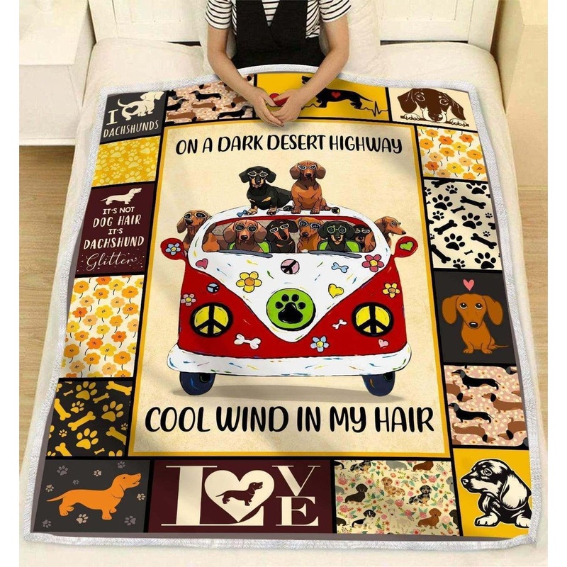 Dachshund Hippie CL240826MD Sherpa Fleece Blanket