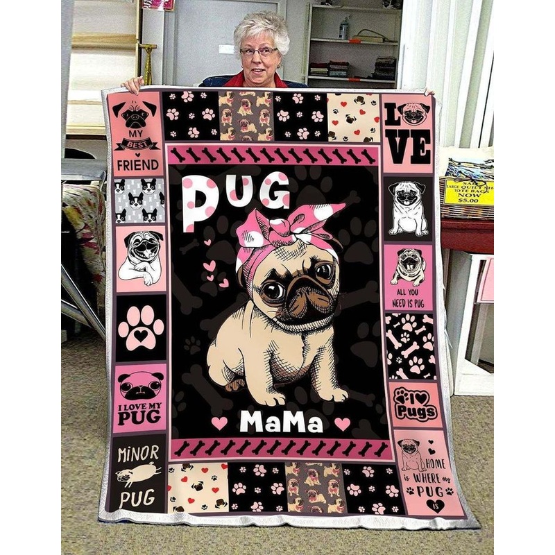 Pug CL240881MD Sherpa Fleece Blanket