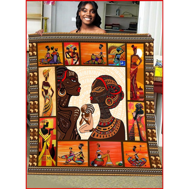 African Woman Sherpa Fleece Blanket MN261005