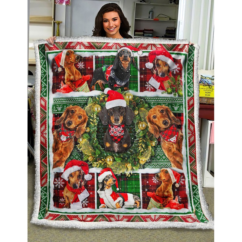 Dachshund Christmas ND221007 Sherpa Fleece Blanket
