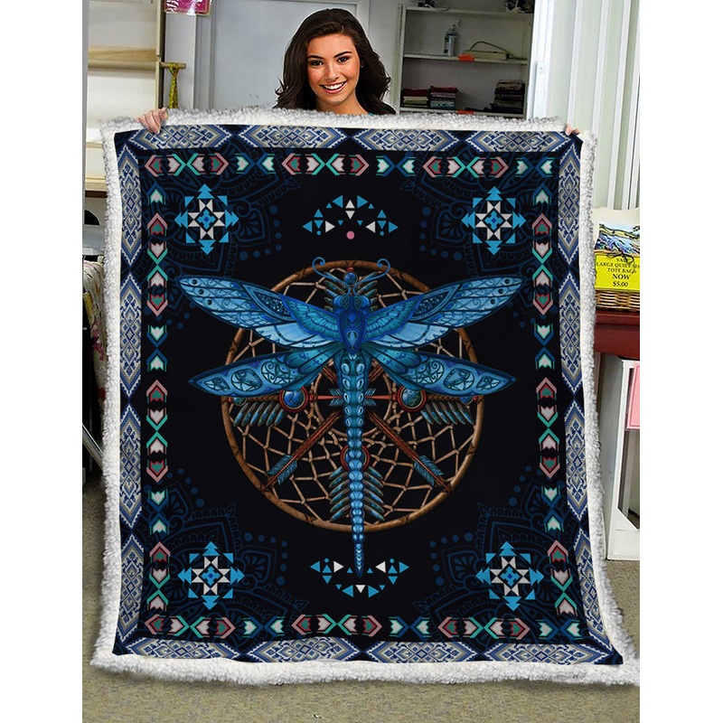 Dragonfly Sherpa Fleece Blanket HN221005T