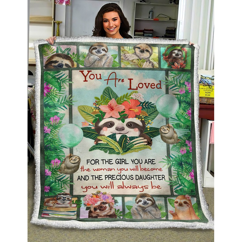 Sloth You Are Loved HM261011D Sherpa Fleece Blanket