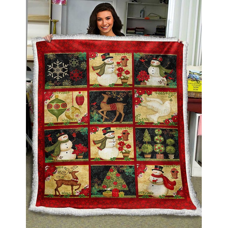 Snowman Christmas Sherpa Fleece Blanket HT221001