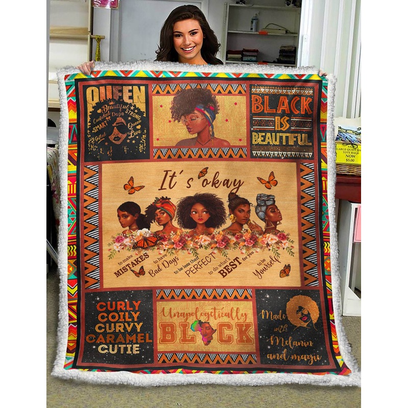 Black Girls HM191001D Sherpa Fleece Blanket