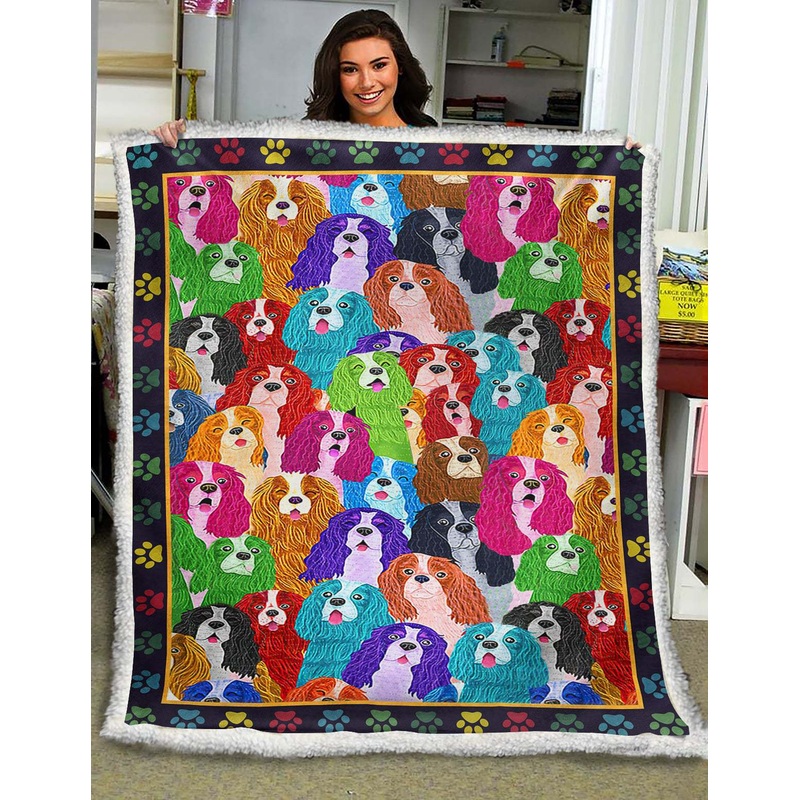 Cavalier King Charles Spaniel HM191004D Sherpa Fleece Blanket