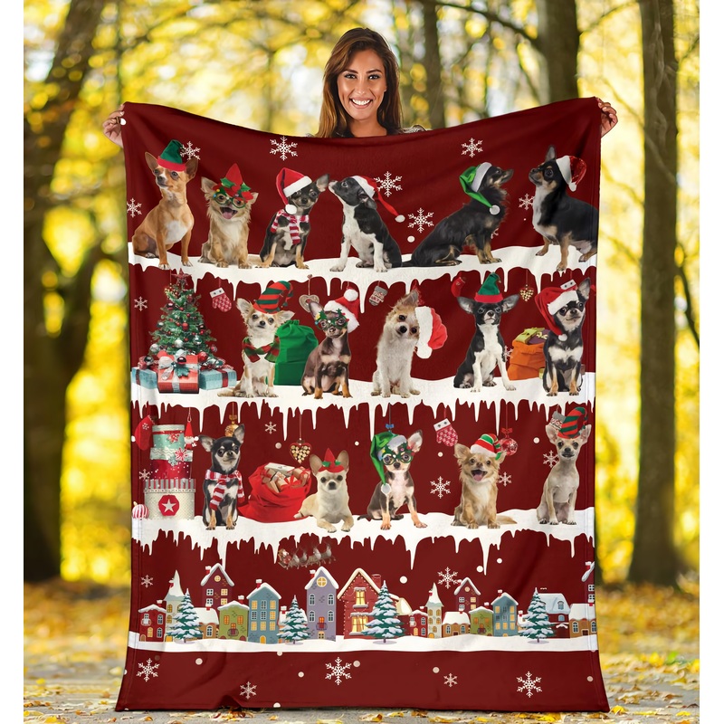 Chihuahua Christmas Sherpa Fleece Blanket CLH191004