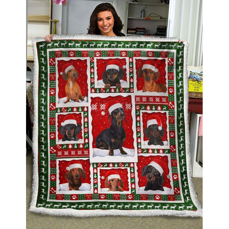 Dachshund Christmas HM161008D Sherpa Fleece Blanket