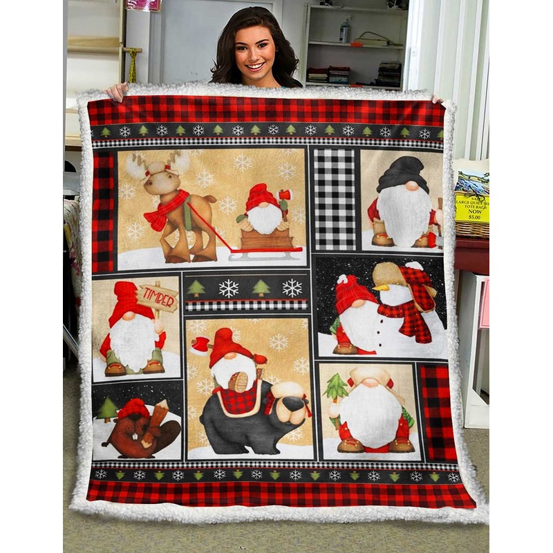Gnome Christmas Sherpa Fleece Blanket HT191002