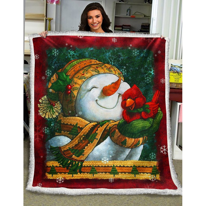 Happy Snowman ND191006 Sherpa Fleece Blanket