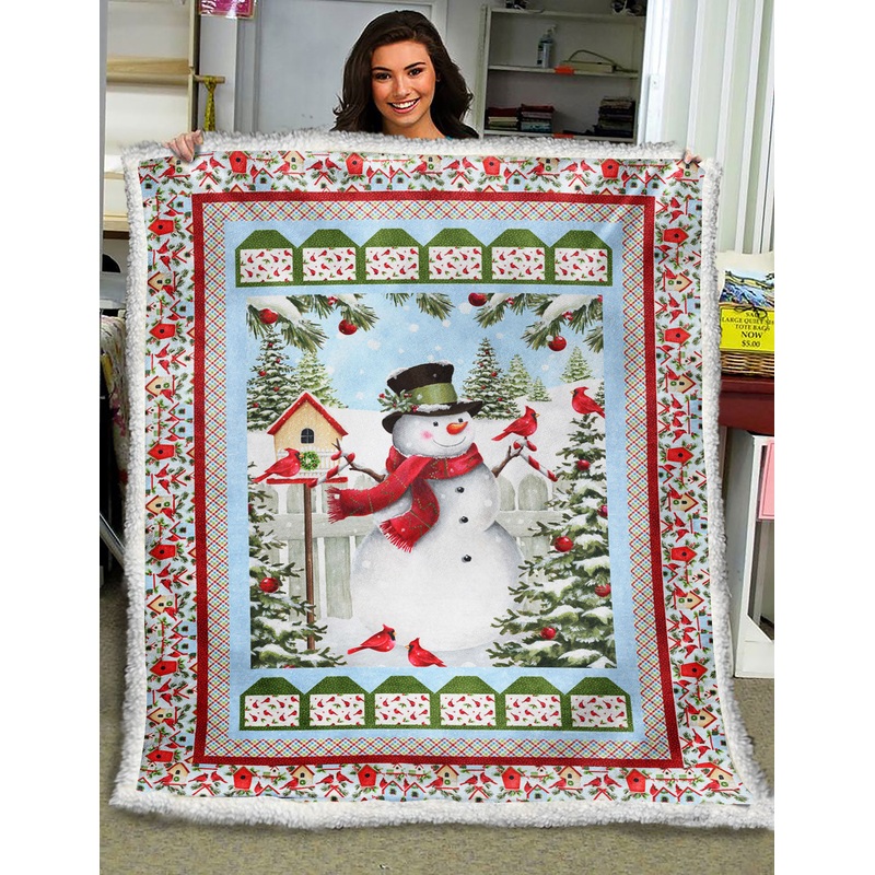 Snowman And Cardinals ND181001 Sherpa Fleece Blanket