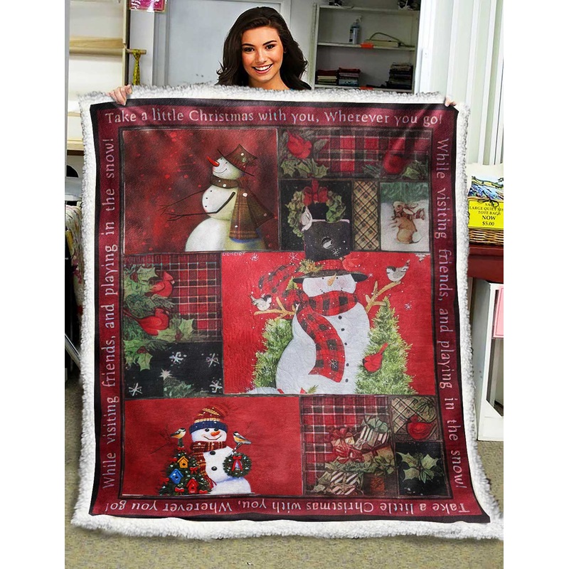 Snowman Christmas Sherpa Fleece Blanket MT201001T