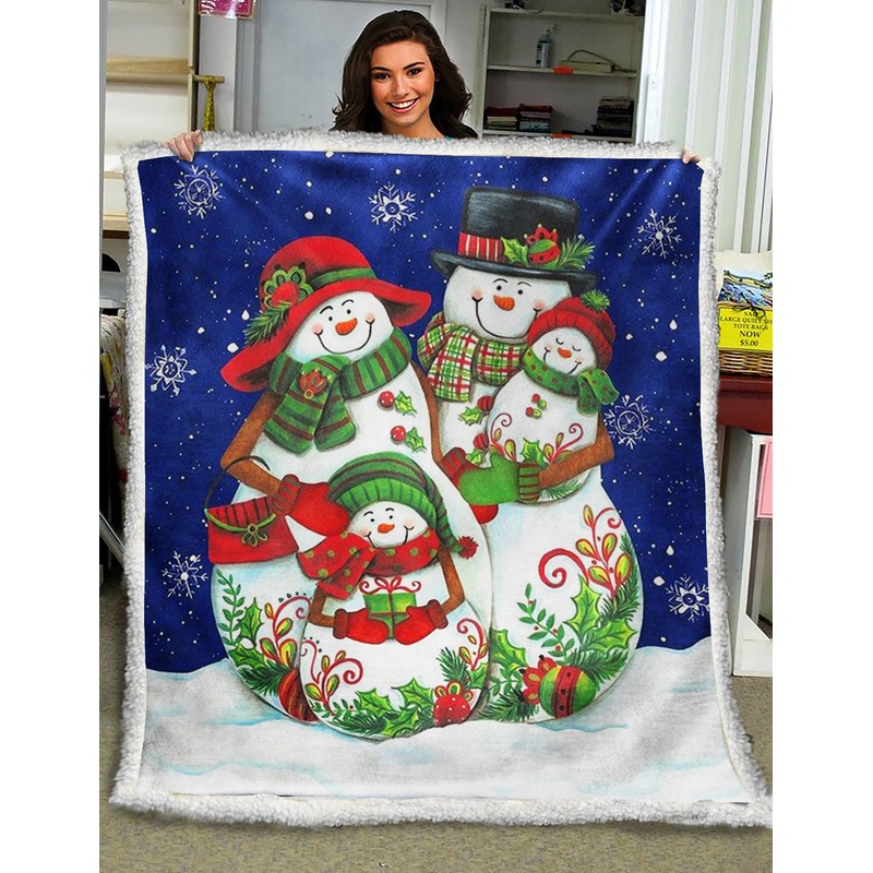 Snowman Family ND181002 Sherpa Fleece Blanket