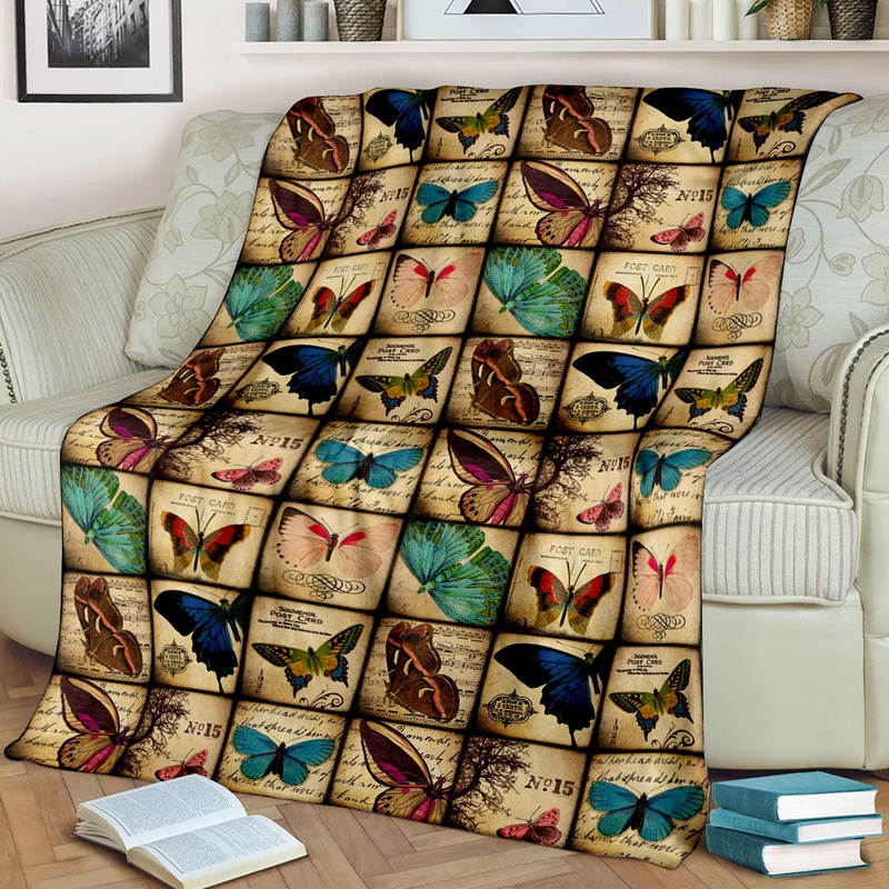 Vintage Butterfly Sherpa Fleece Blanket ND131010