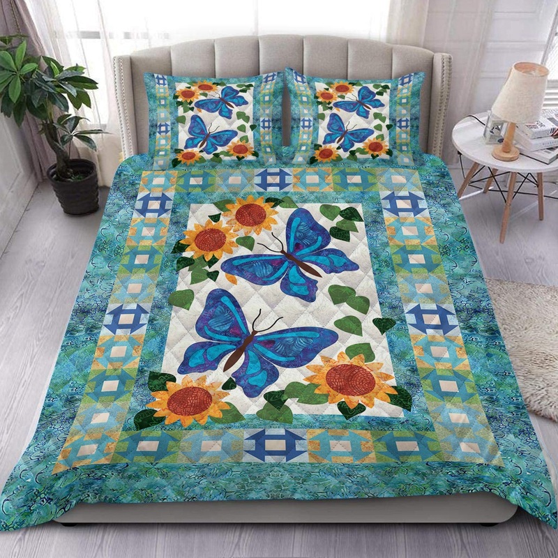 Sunflower Butterfly Quilt Bedding Set HN021005D