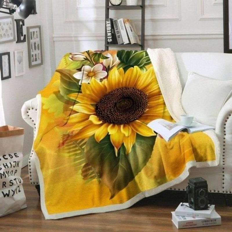 Sunflower Sherpa Fleece Blanket HT121002