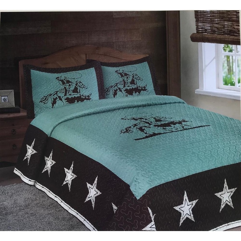 Texas Style Rustic Rodeo Cowboy Star Western CLM2110528B Quilt Bedding Set