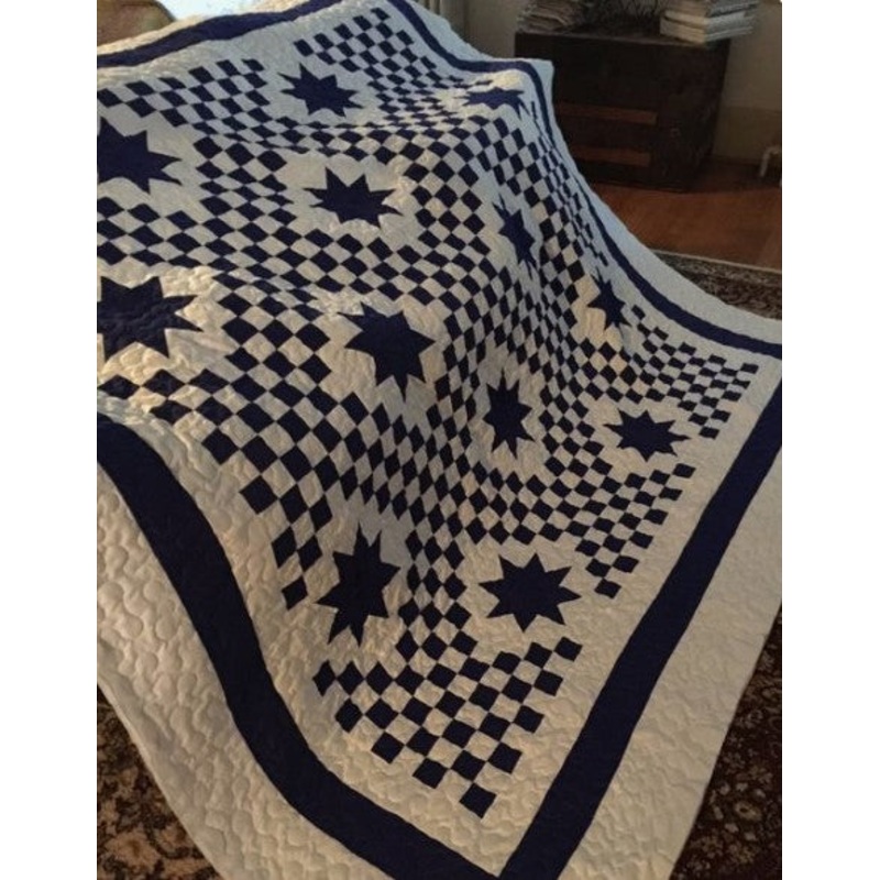White Triple Irish Chain With Stars CLA2110482Q Quilt Blanket