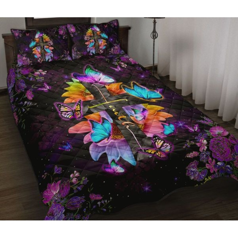 Butterfly Faith Floral Quilt Bedding Set MT290902T