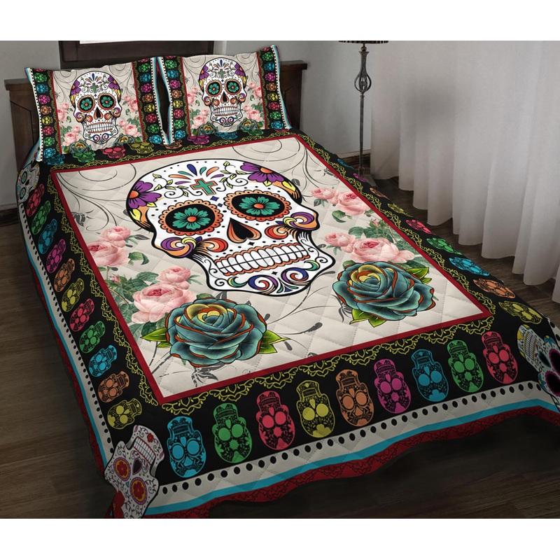 Sugar Skull Quilt Bedding Set HN270903T