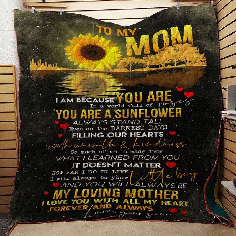 Sunflower To My Mom Your Son CL16110946MDQ Quilt Blanket