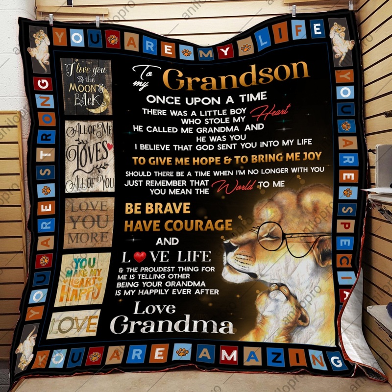 To My Grandson Grandma Lion CL01110465MDQ Quilt Blanket