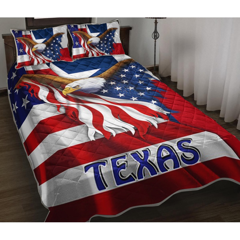 America Flag Eagle Texas Quilt Bedding Set TL240901