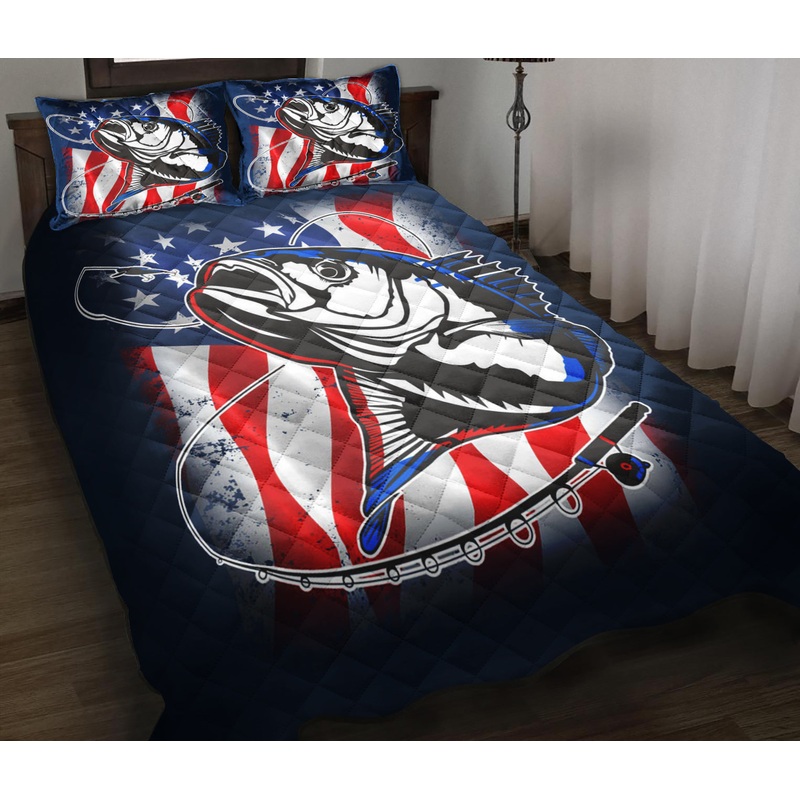 American Bass Fishing Quilt Bedding Set ND240901
