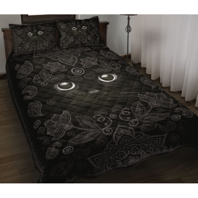 Black Cat Quilt Bedding Set HT240914
