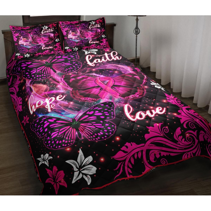 Butterfly Faith Hope Love Quilt Bedding Set ND240903
