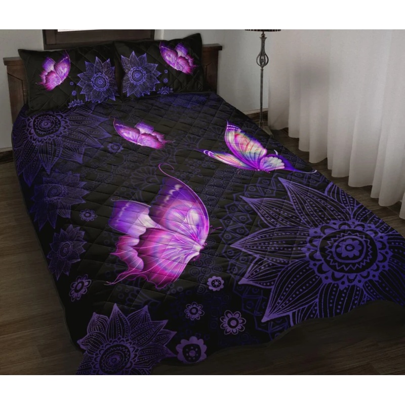Butterfly Flower Quilt Bedding Set HT230905