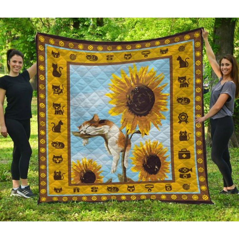 Sunflower Cat CLA1410572Q Quilt Blanket